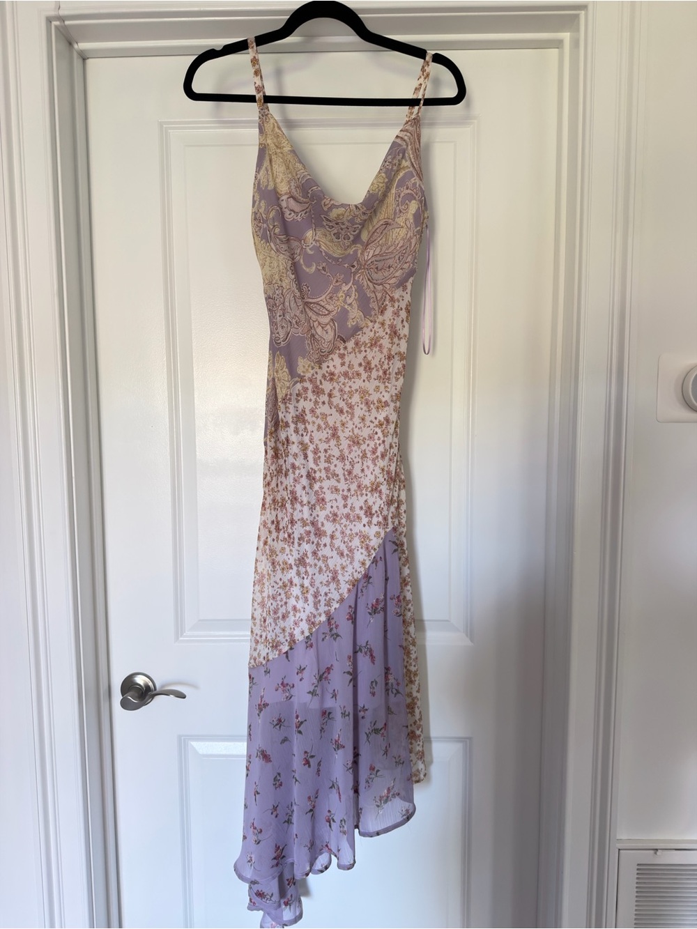 Lavender Floral Asymmetrical Slip Dress